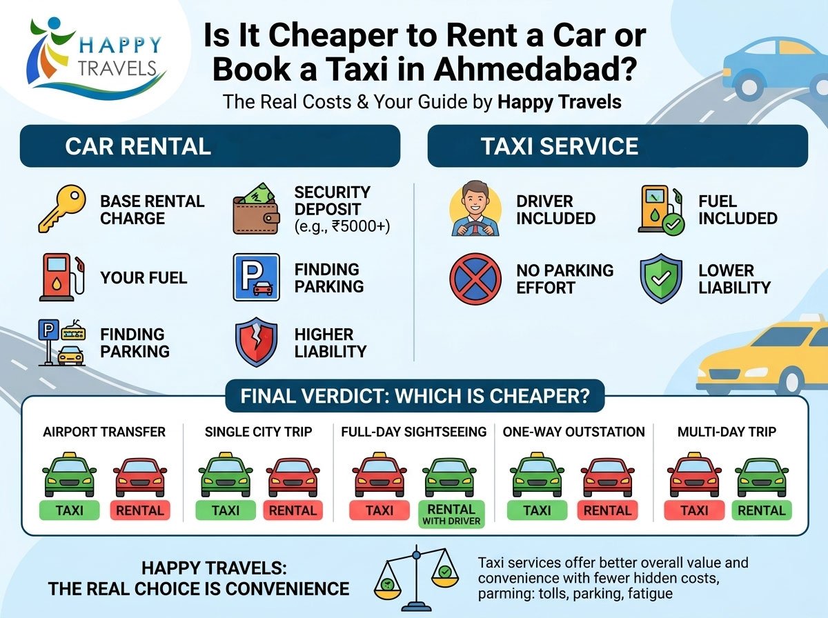 Is It Cheaper to Rent a Car or Book a Taxi in Ahmedabad?