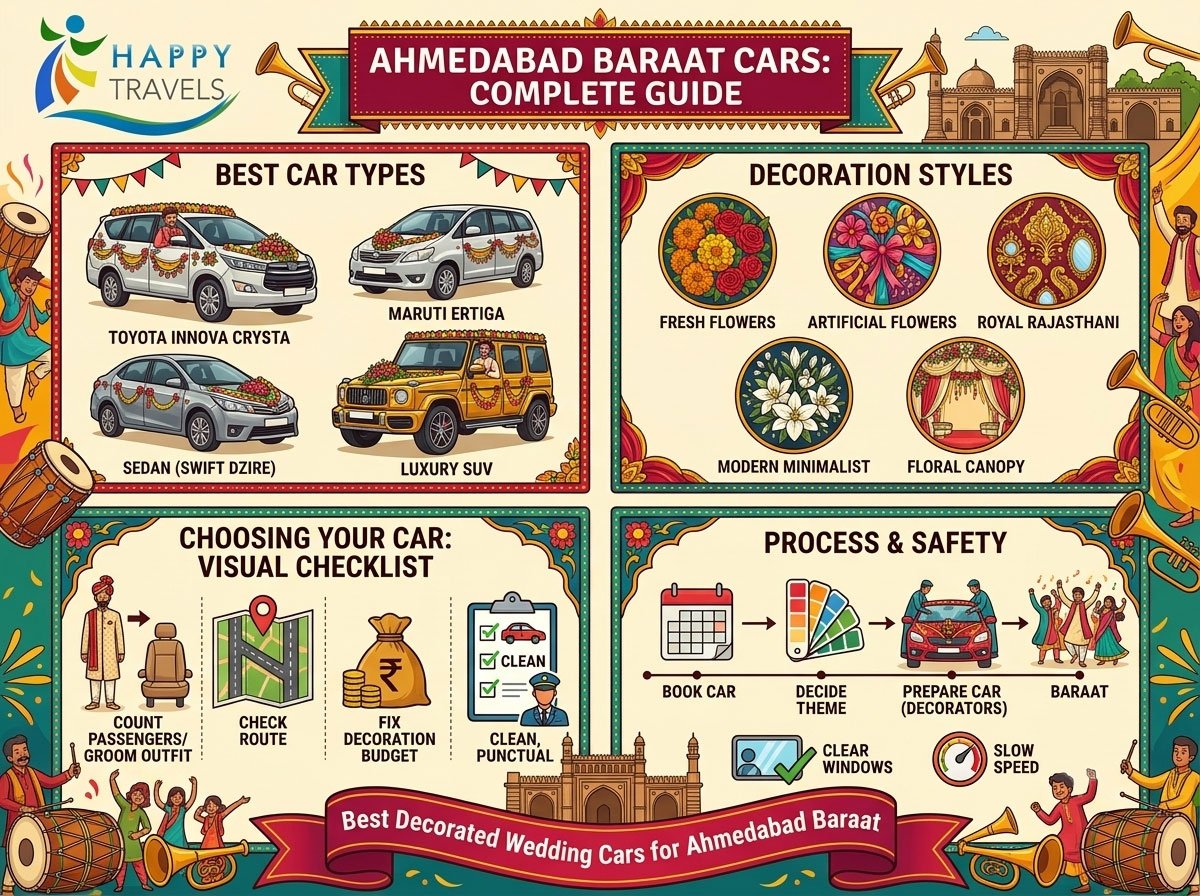 Best Decorated Wedding Cars for Ahmedabad Baraat: A Complete Guide