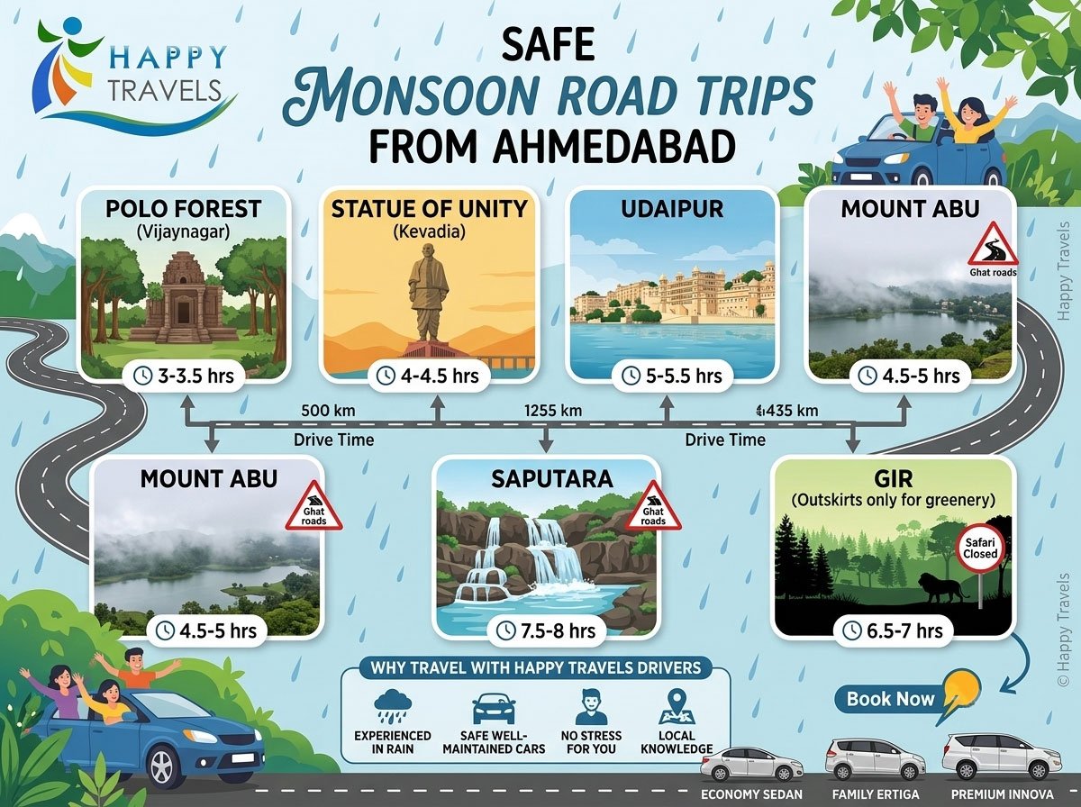 Monsoon Road Trips from Ahmedabad: Best Safe Routes